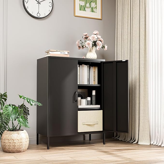 Bevivog Metal Locker Storage Cabinet, Home Office Metal Storage Cabinet Small