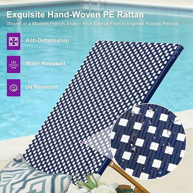 PURPLE LEAF Extra Wide Patio Chaise Lounge Set of 2 Outdoor Lounger French PE
