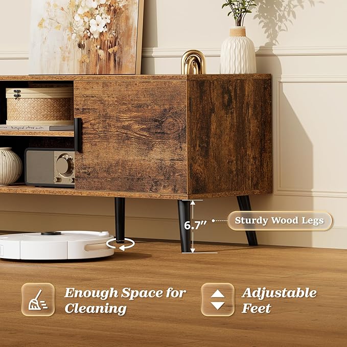 SUPERJARE TV Stand for 55 Inch TV, Entertainment Center