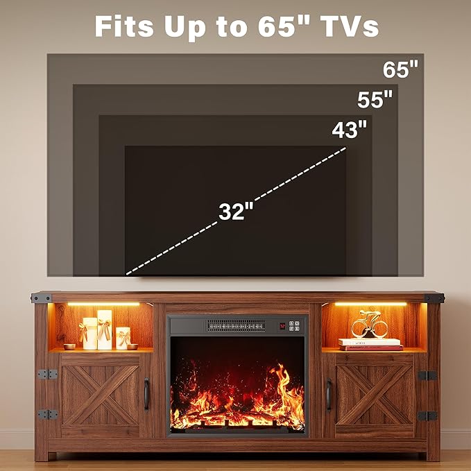YESHOMY LED Fireplace TV Stand