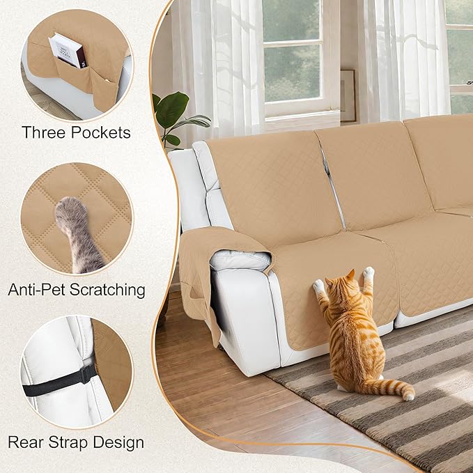 HDCAXKJ 100% Waterproof Reclining Sectional Couch Covers L Shape Recliner Sofa