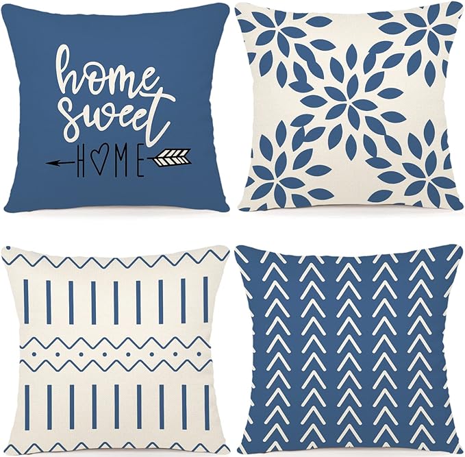 YCOLL Pillow Covers 16x16 Set of 4, Modern Sofa Throw Pillow Cover, Decorative