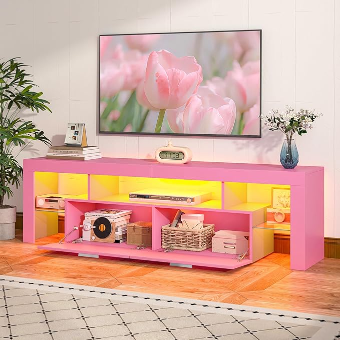 Clikuutory Modern Lighting 63 inch TV Stand