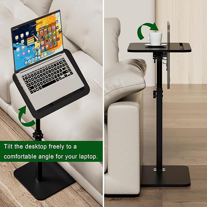 Black Side Tray Table for Couch
