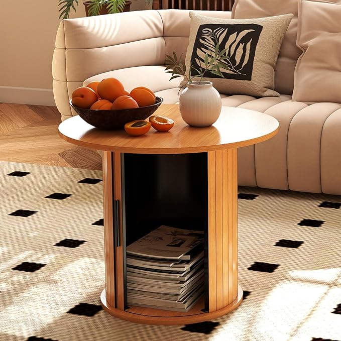 COSVALVE Round Wood Coffee Table 23.6IN