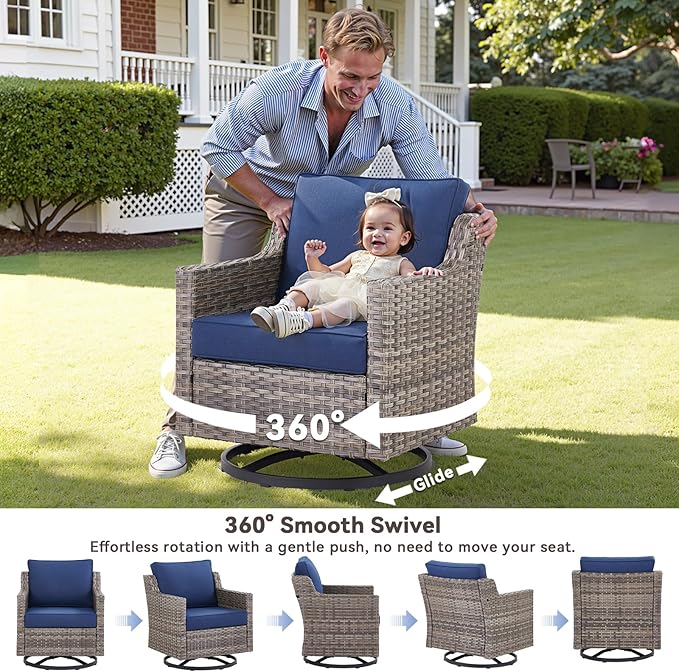 Patio Wicker Chairs Swivel Rocker-Outdoor Swivel Rocker Chair Set of 4