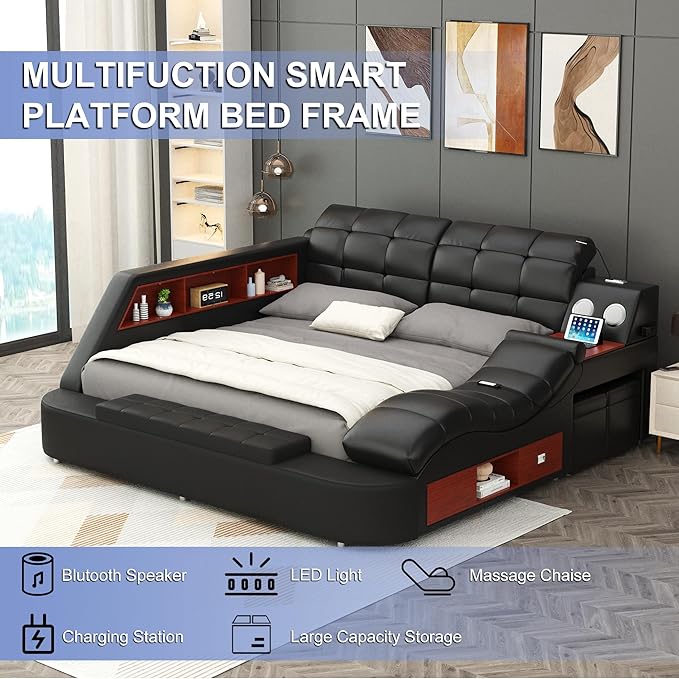 King Size Smart Multifunctional Bed Frame, Platform Bed