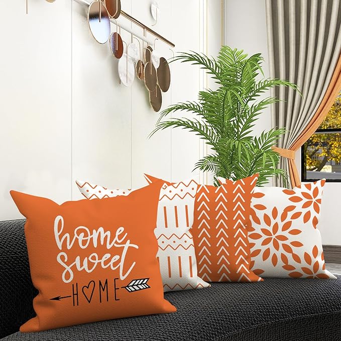 YCOLL Fall Pillow Covers 22x22 Set of 4, Modern Sofa Throw Pillow Cover