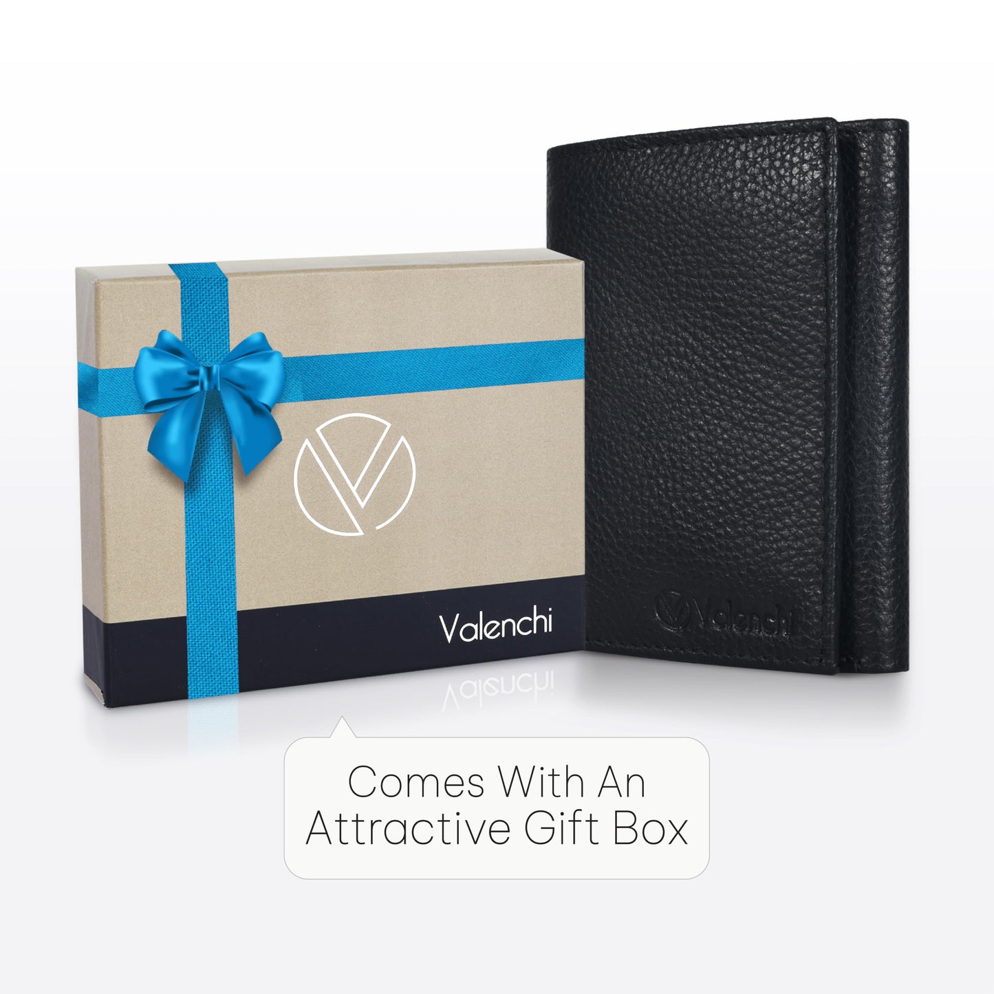 Leather Trifold Wallet For Men - RFID Blocking - 6 Card Slots, 2 Note Compartments & 1 ID Window - Minimalist Design, Slim Wallet - Premium, Fashionable Gifts for Him - Father's Day (Black Pebble)