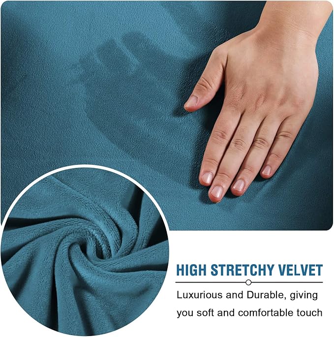 H.VERSAILTEX Real Velvet Plush 3 Piece Stretch Sofa Covers Couch Covers