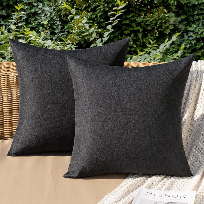 MIULEE Pack of 2 Decorative Outdoor Solid Waterproof Throw Pillow Covers Euro