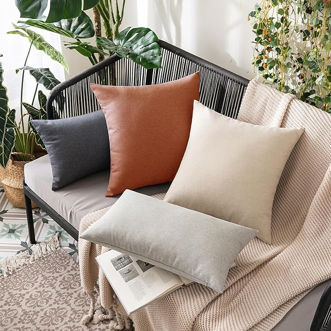 MIULEE Pack of 2 Decorative Outdoor Solid Waterproof Throw Pillow Covers Euro