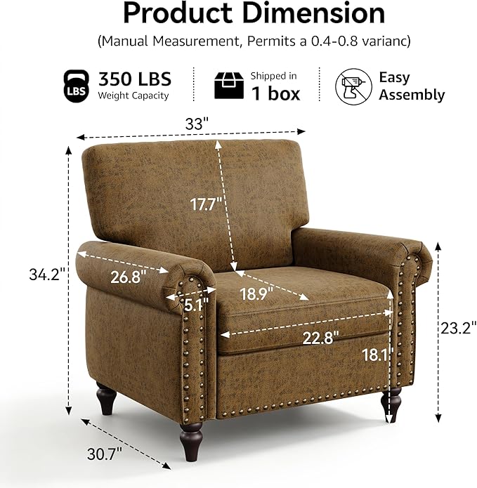 Nailhead Trim Accent Chair, Faux Leahter Mid Century Modern Living Room Arm