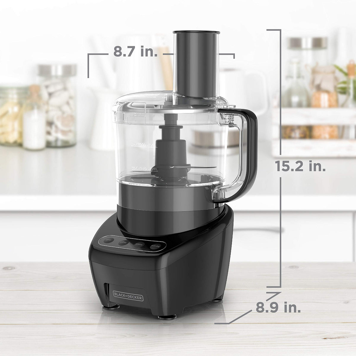 BLACK+DECKER 3-in-1 Easy Assembly 8-Cup Food Processor, Stainless Steel S-Blade, Easy-Clean, Touchpad Controls Black