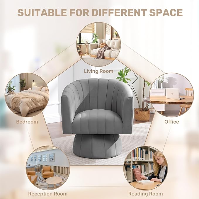 Swivel Accent Barrel Chair Set of 2, Cute Comfy Small Round 360° Arm Chair