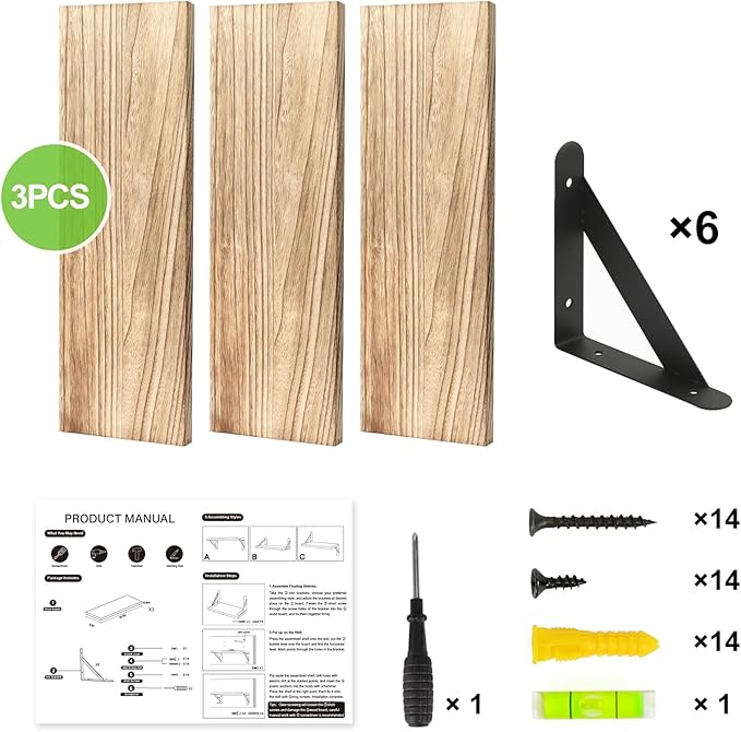 Fixwal Floating Shelves for Wall, Wood Wall Mounted Shelves for Bedroom