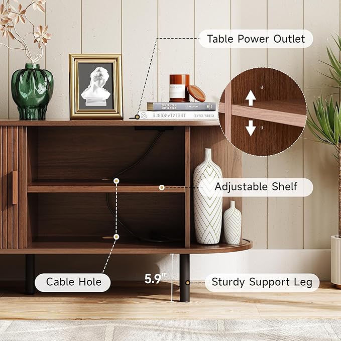 ONBRILL 63" TV Stand with Power Outlet