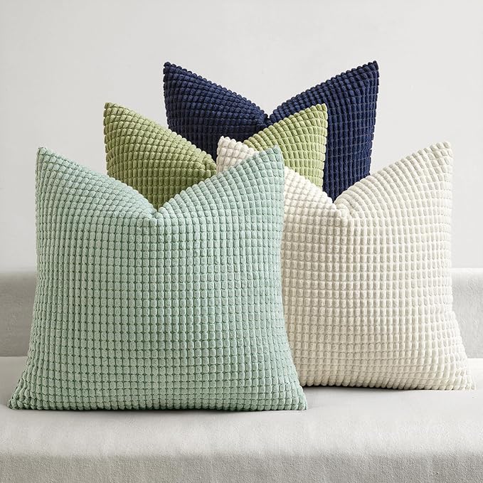 MIULEE Modern Farmhouse Decorative Spring Pillow Covers 18x18 Inch Set of 4