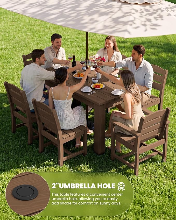 SERWALL Outdoor Dining Set for 8 – HDPE Patio Set
