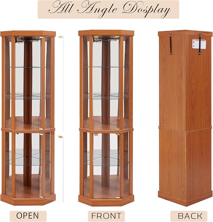 Corner Curio Cabinet, Light Bulb Inclued, Wine Bar China Cabinet