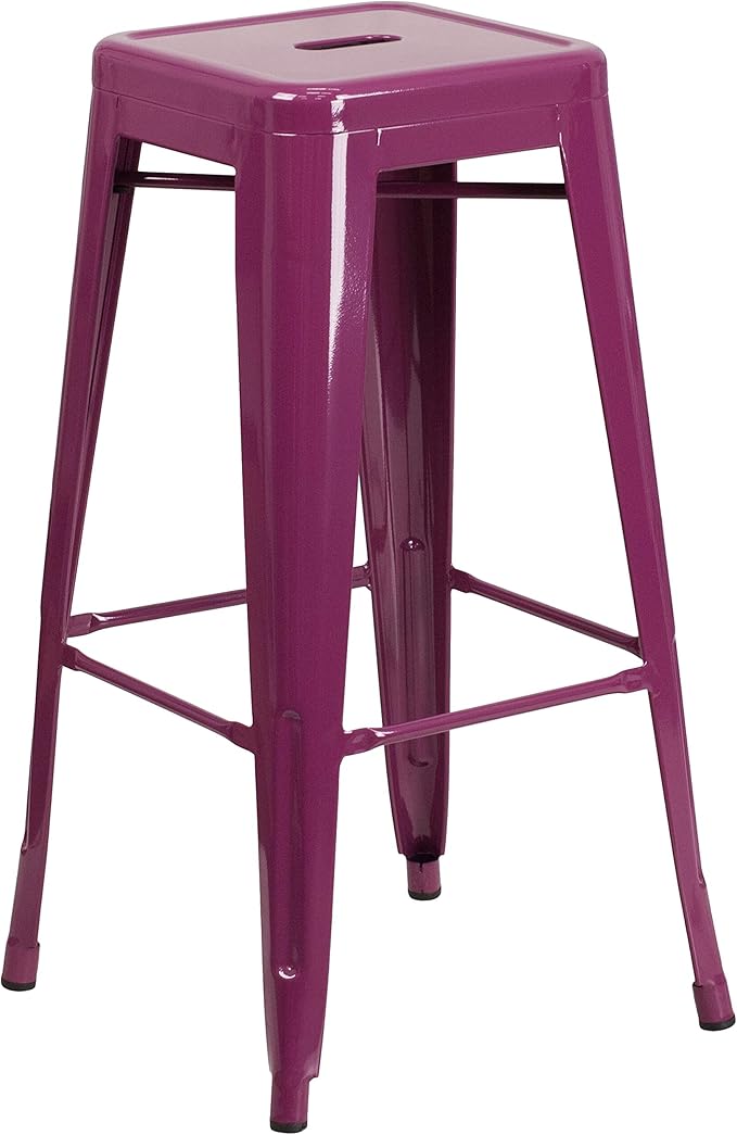 Flash Furniture Kai Commercial Grade 4 Pack 30" High Backless Purple