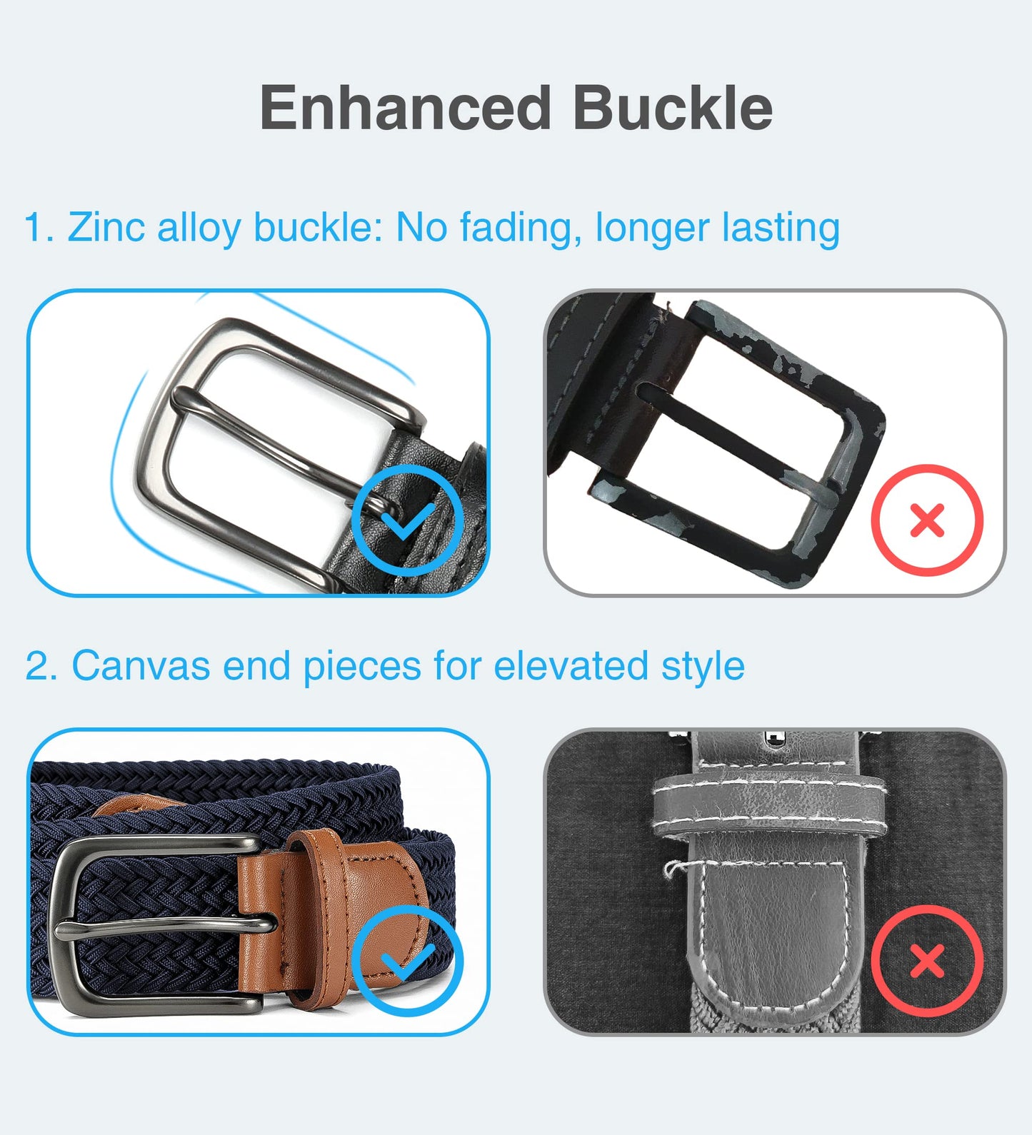 CHAOREN Mens Belt - Braided Stretch Golf Belt for Men 1 3/8"- Gift for Golf Pants Casual Shorts Jeans