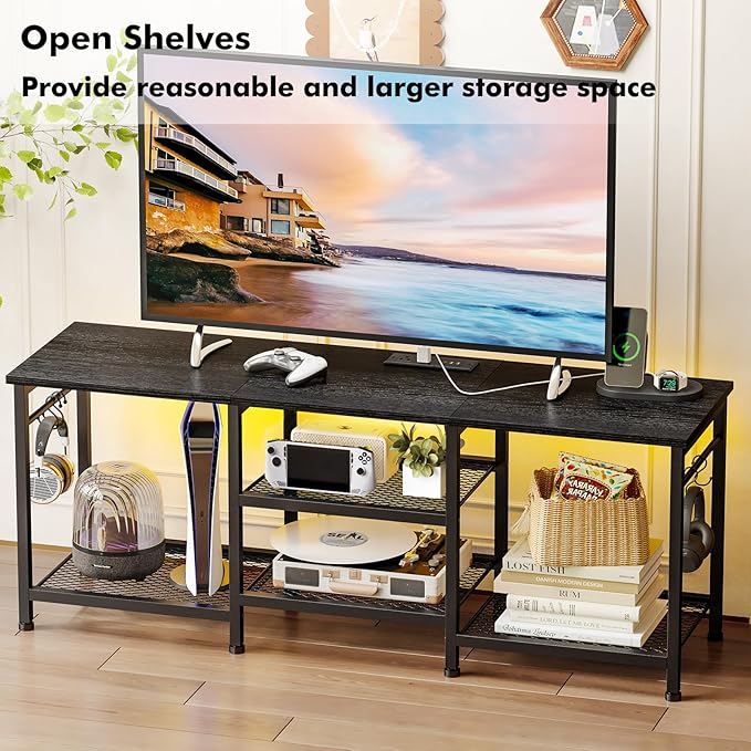 YGEOMER Black Entertainment Stand