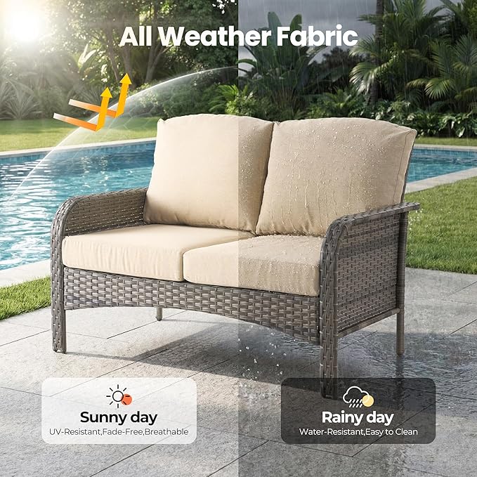 5 Pieces Wicker Patio Furniture Set, High Back Swivel Rocker Chairs Outdoor