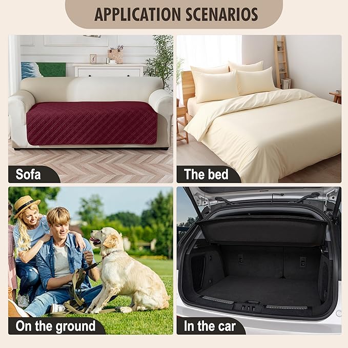 Genina Waterproof Couch Cover, Washable Anti-Slip 67 inch Sofa Covers