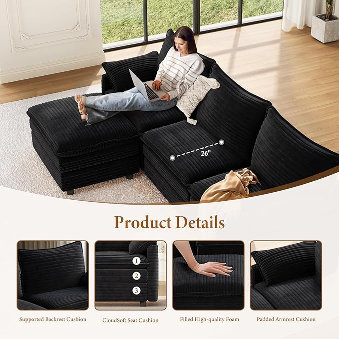Vesgantti Large Modular Sectional Sofa, Big Comfy Cloud Couch