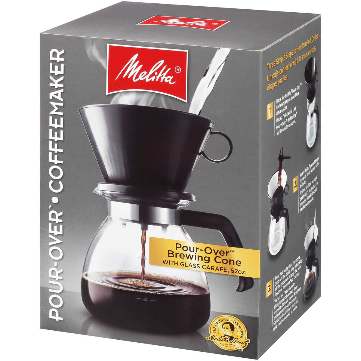 Melitta 52 oz. Pour-Over Coffee Brewer with Glass Carafe, Black