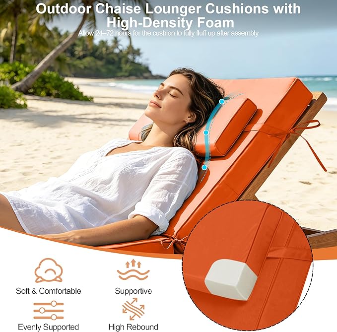 Chaise Lounge Cushions Outdoor 80x26x6 Inch, Fade Resistant 6'' Thicken Outdoor
