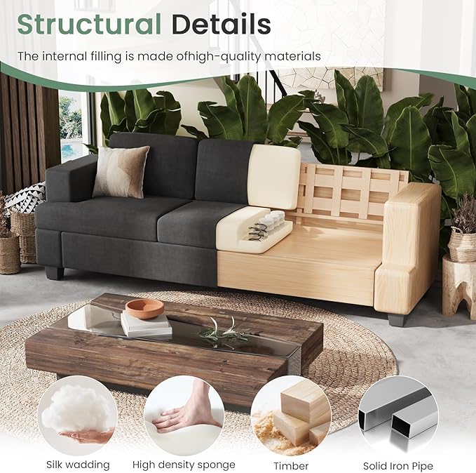 YOUDENOVA 2 Piece Set Comfy Sofa Couch, 2 3-Seater Sofa