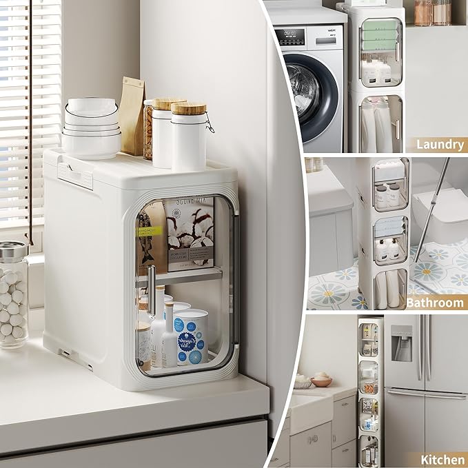 2-Tier Narrow Storage Cabinet, Slim Bathroom Storage Cabinet