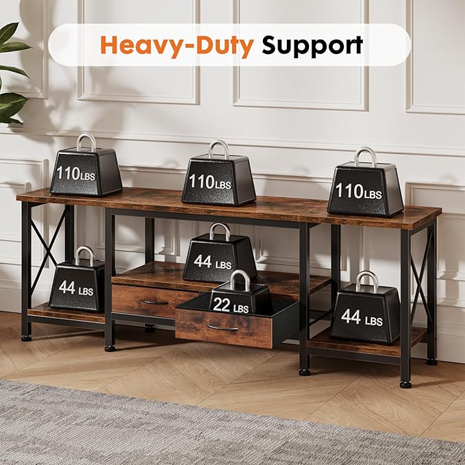 DUMOS 63” TV Stand with Power Outlets, Entertainment Center