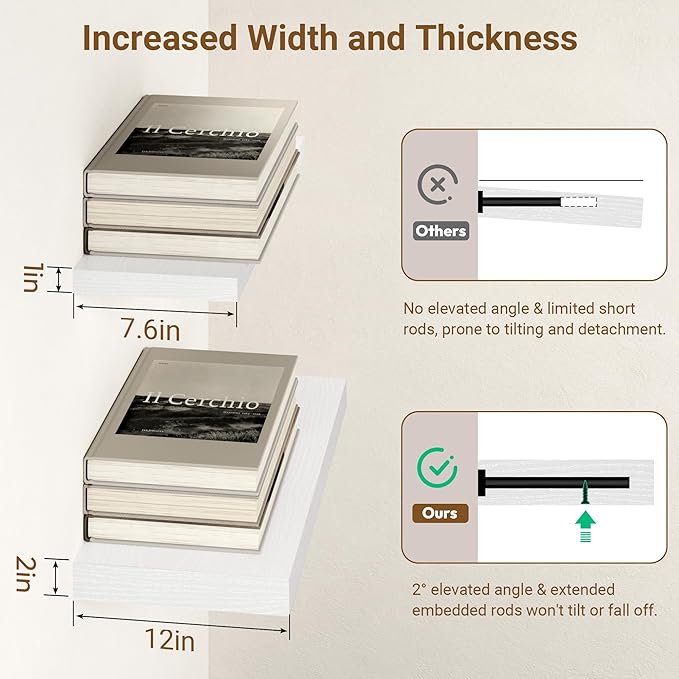 55 Inch Floating Shelves, 12 Inch Deep Floating Shelves