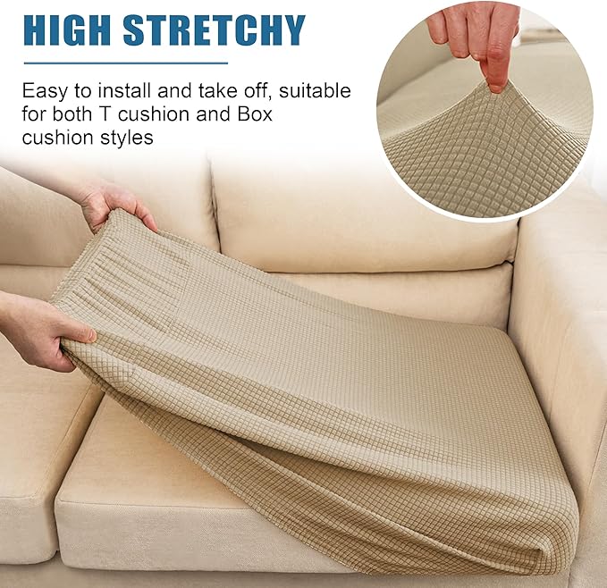 Water Repellent Couch Cushion Cover 3 Pieces Sofa Seat Cushion Covers, Stretch