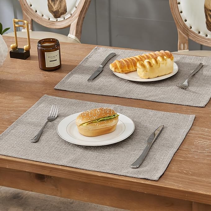BALCONY & FALCON Placemats Set of 4 Faux Linen Cloth Place Mats Washable