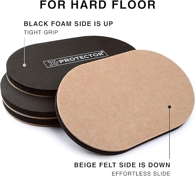 Felt Furniture Sliders Hardwood Floors X-PROTECTOR – 4 PCS 9 1/2 inch Furniture