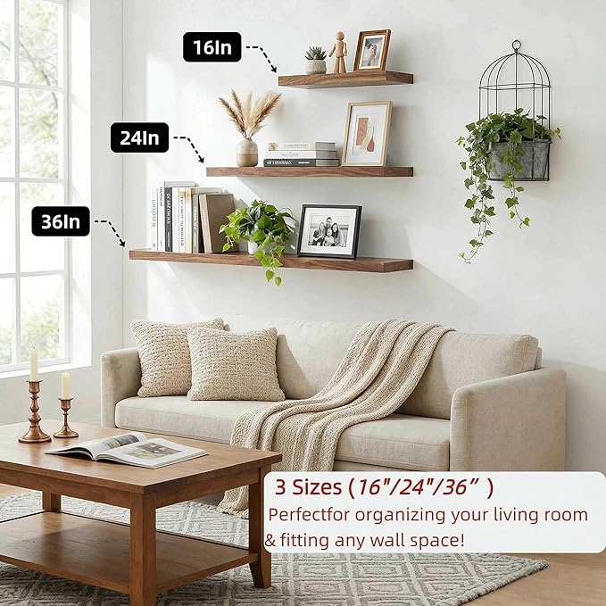 SAUMONIERES Floating Shelves Wall Shelf Solid Wood