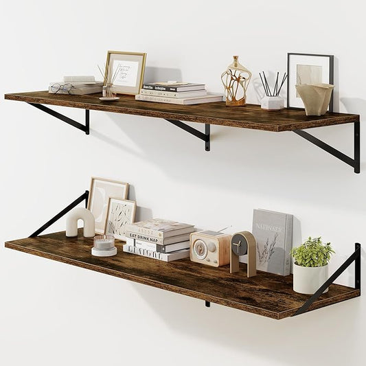 Fun Memories Floating Shelves for Wall, 12 Inch Deep Floating Shelves Set of 2