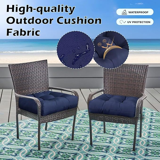 Set of 2 Patio Seat Cushions 19X19in Square Wicker Seat Pads Waterproof Rocking