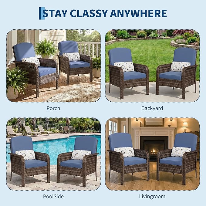 GarveeHome 2-Piece Outdoor Patio Furniture Set, All-Weather Rattan Chairs