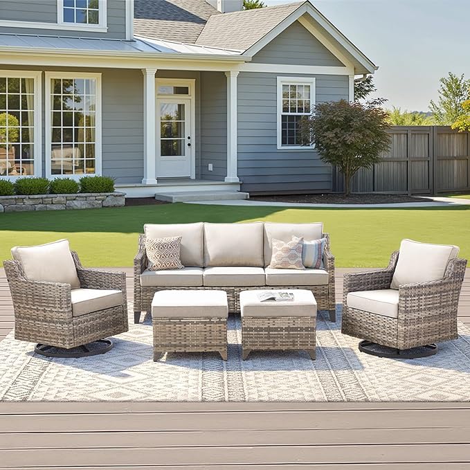 Outdoor Patio Furniture Set-5 Pieces All-Weather Wicker Outdoor Furniture