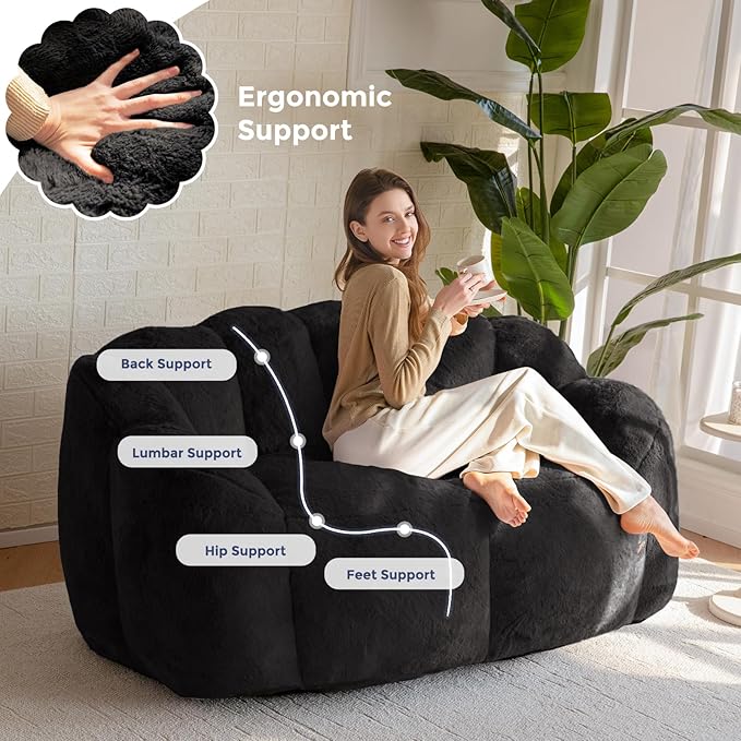 MAXYOYO Bean Bag Chair for Adults, Loveseat Floral Shaped Bean Bag Sofa