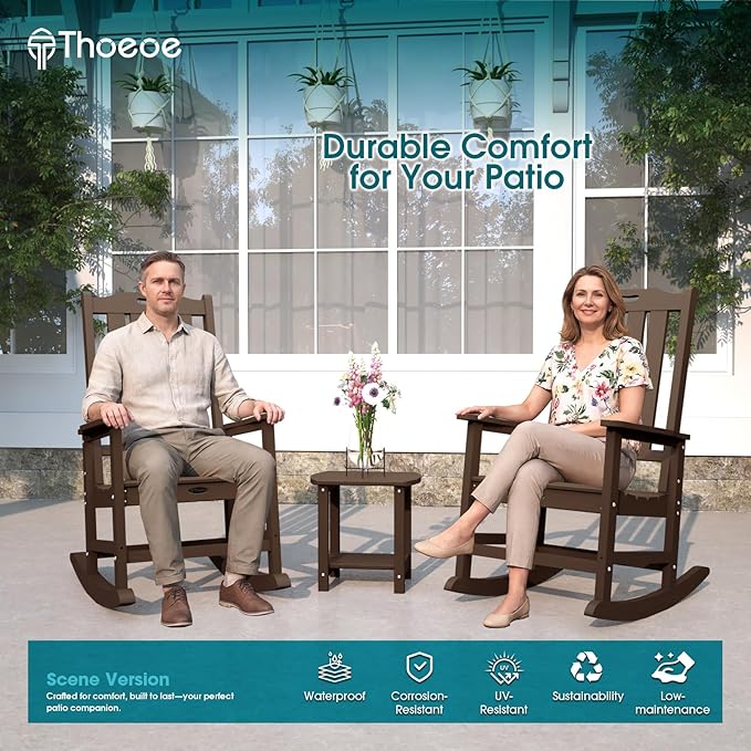 THOEOE Oversized Rocking Chair Set of 2, Outdoor Rocking Chair
