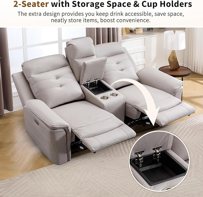 ANJ 3-Piece Faux Leather Power Recliner Sofa Set