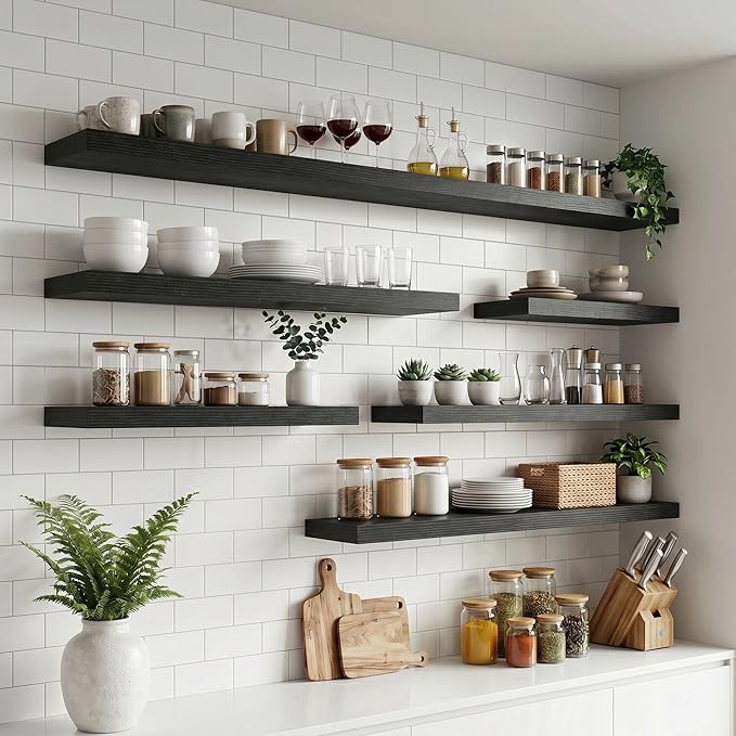 FLYJOE Floating Shelves for Wall, 30 Inch Floating Shelves Set of 2, Kitchen