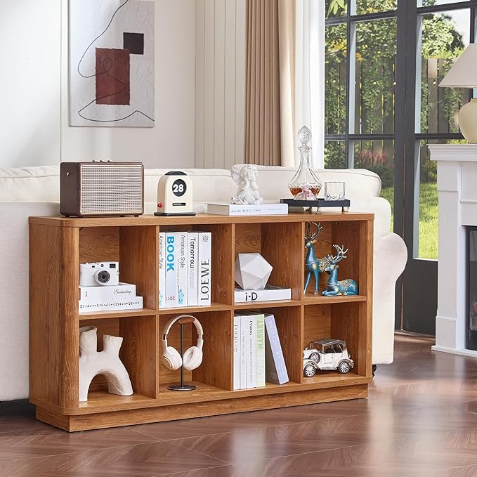 Joaxswe 8 Cube Storage Book Shelf, Floor Standing Wooden Cubby Bookcase