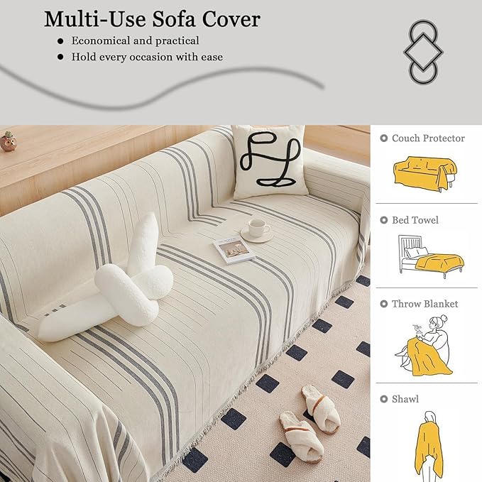 DREAMINGO Couch Cover Reversible Chenille Loveseat Sofa Covers